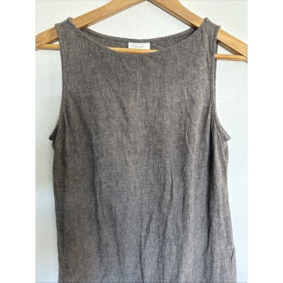 Pure Jill Midi Dress Linen Blend Tank Minimalist Lagenlook Neutral - Picture 2 of 12